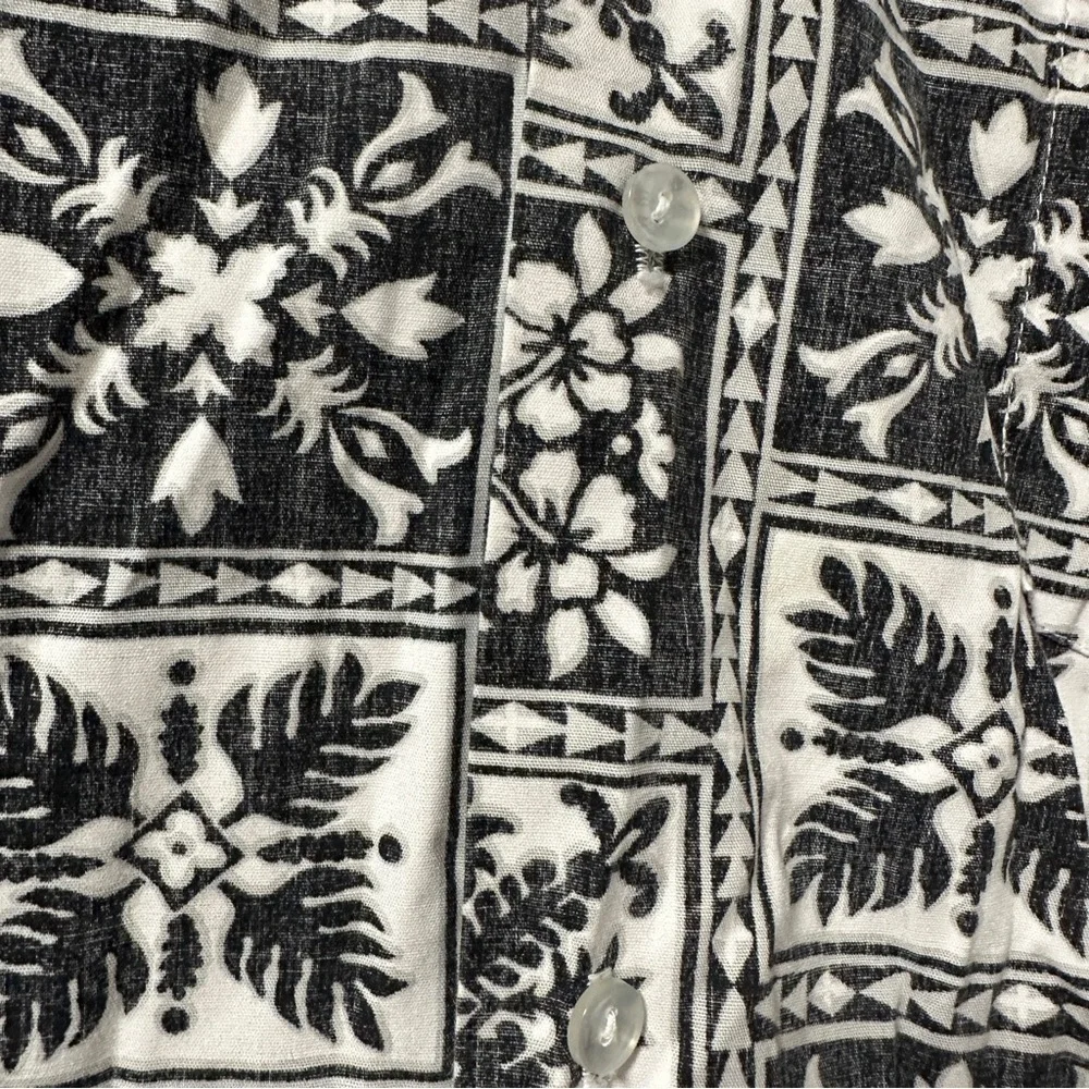 Vintage Rai Nani Black White Button Down Hawaiian Shirt Men’s Size 2XL Vacation